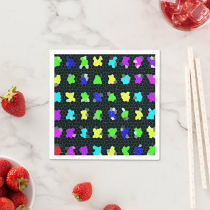 Opalescent Colorful Stained Glass Checks, Napkin
