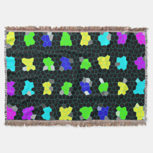Opalescent Colorful Stained Glass Checks, Throw Blanket