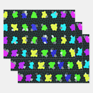 Opalescent Colorful Stained Glass Checks, Wrapping Paper Sheet