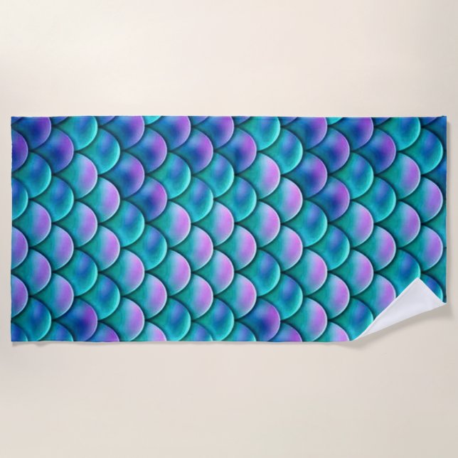 Opalescent Mermaid Scales Beach Towel (Front)