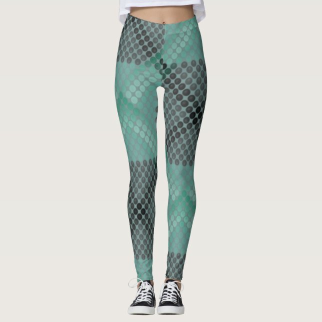 Opaque and green circle or balls, forming squares  leggings (Front)