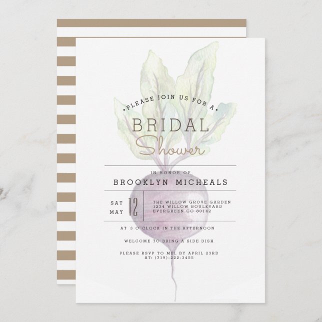 Opaque Beets | Veggie | Watercolor Bridal Shower Invitation (Front/Back)