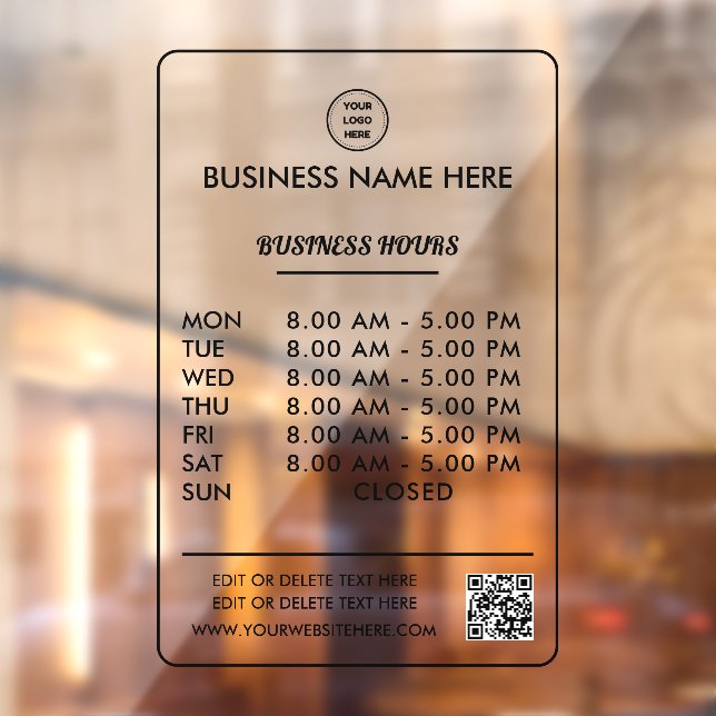 Opaque Black Opening Business Hours With Logo (Sheet 2)