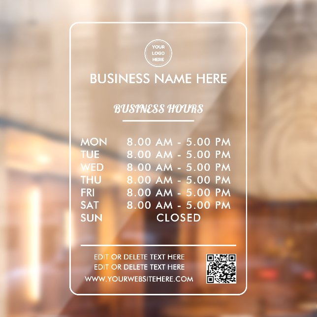 Opaque White Opening Business Hours With Logo (Sheet 2)