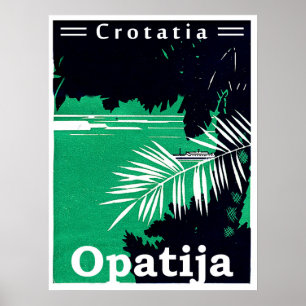 Opatia, Croatia, Adriatic sea, two coloured vintag Poster