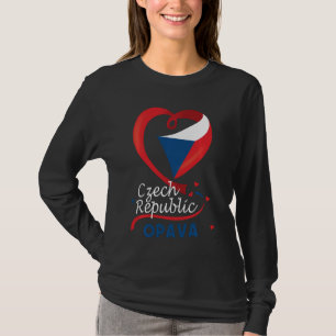 Opava Czech Republic Heart Flag Lion Coat Of Arm E T-Shirt