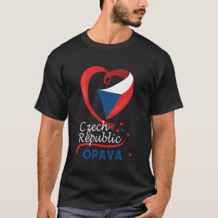 Opava Czech Republic Heart Flag Lion Coat Of Arm E T-Shirt