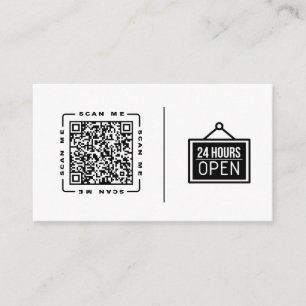 Open 24/7 Customisable QR code And Logo Template Business Card