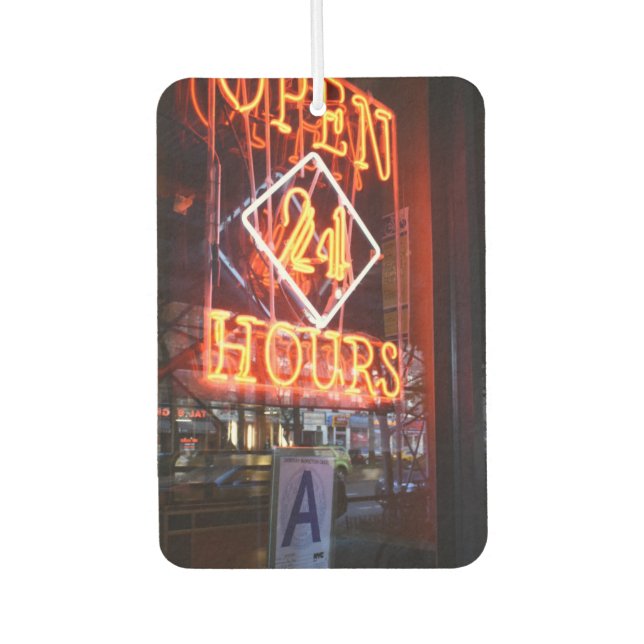 Open 24 Hours Neon Diner Sign New York City NYC Car Air Freshener (Front)