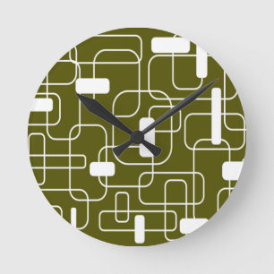 Open and Closed Rectangles – Camo  Round Clock
