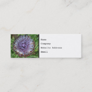 Open Artichoke Flower. Purple. Mini Business Card