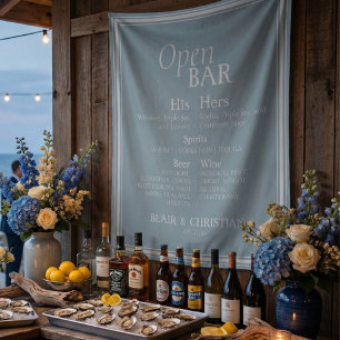Open Bar and Signature Drink Coastal Blue Wedding  Tapestry