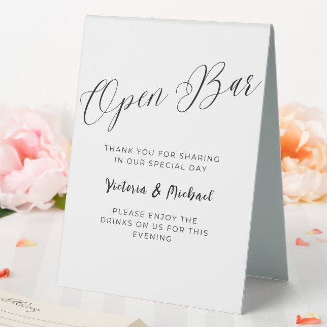 Open Bar Black & White Script Personalised Wedding (In SItu (Wedding))