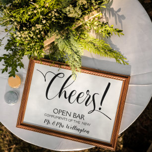 Open bar  Cheers wedding sign 