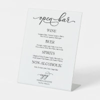 Open Bar Elegant Calligraphy Wedding Sign