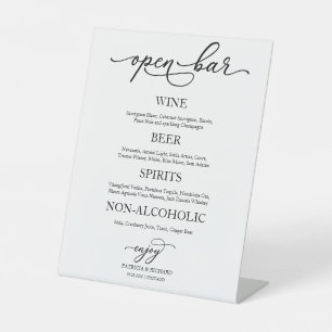 Open Bar Elegant Calligraphy Wedding Sign