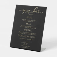 Open Bar Elegant Gold Black Wedding Sign