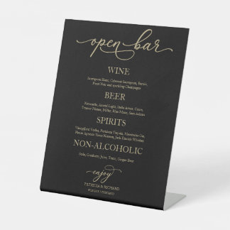 Open Bar Elegant Gold Black Wedding Sign