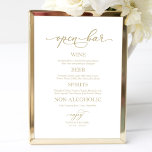 Open Bar Elegant Gold Calligraphy Wedding Sign<br><div class="desc">Open Bar Elegant Gold Calligraphy Wedding Sign</div>