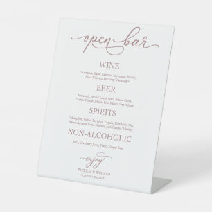 Open Bar Elegant Gold Calligraphy Wedding Sign