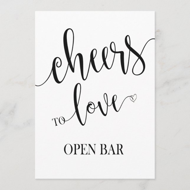 Open Bar Flat Card Wedding Sign (Front)