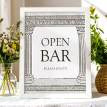 Open bar Grecia toga party table Sign with Columns