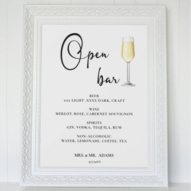 Open bar Menu wedding sign Poster (Creator Uploaded)