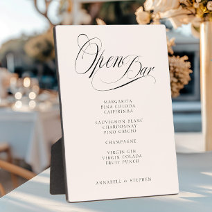 Open Bar! Modern, Calligraphy, Beige Plaque