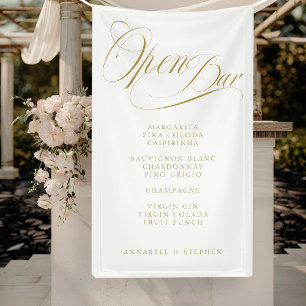 Open Bar! Modern, Calligraphy, White Banner