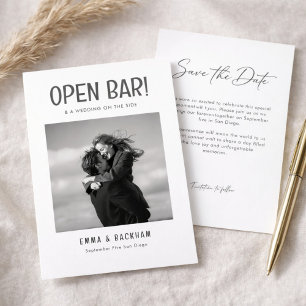 Open Bar Modern Minimalist Photo Wedding Save The Date
