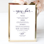 Open Bar Navy Blue Calligraphy Wedding Sign<br><div class="desc">Open Bar Navy Blue Calligraphy Wedding Sign</div>