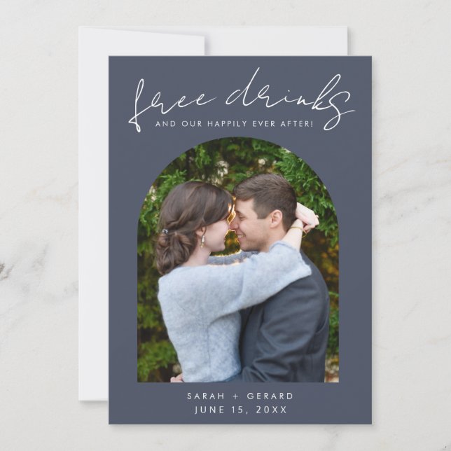 Open Bar Photo Wedding Save The Date (Front)