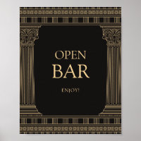 Open bar sign for Greek party with CUSTOM COLOURS