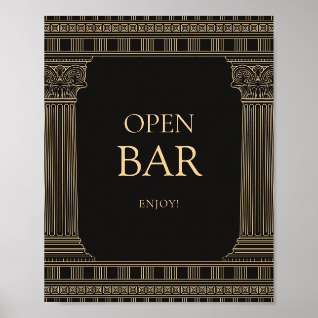 Open bar sign for Greek party with CUSTOM COLOURS (Front)