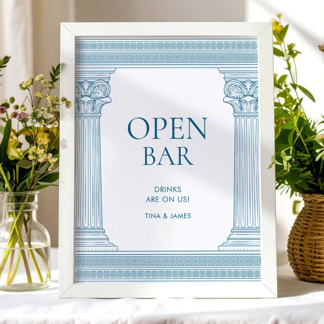 Open bar table party sign in blue (Creator Uploaded)