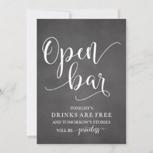 Open Bar Wedding Alcohol Sign