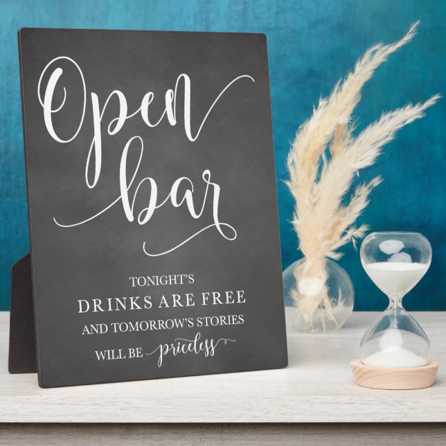Open Bar Wedding Alcohol Sign Plaque (Side)