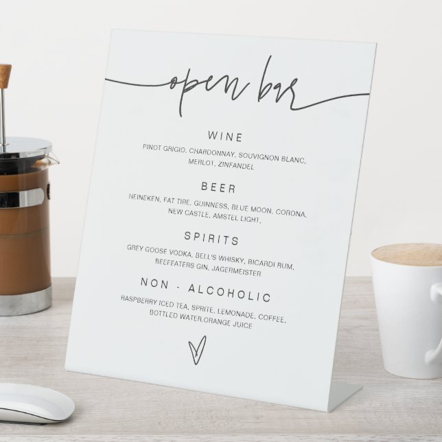 Open Bar Wedding Drink Menu Reception Sign G400 (In SItu)