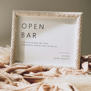 Open Bar Wedding Drinks Sign Table Decor L100
