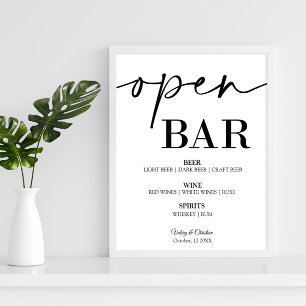  Open bar wedding sign 16x20