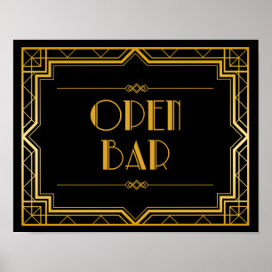 Open Bar Wedding Sign Gatsby Art Deco