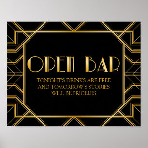 Open Bar Wedding Sign Gatsby Art Deco