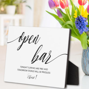 Open Bar Wedding Sign Tabletop Plaque