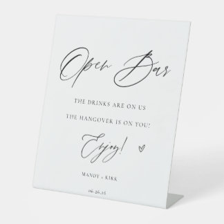 Open Bar Wedding Tabletop Signs | Elegant