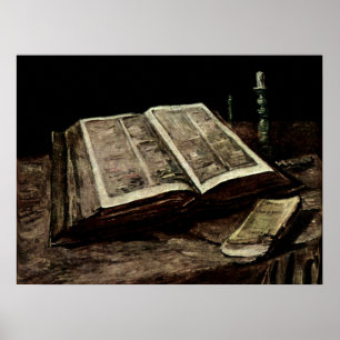 Open Bible Book with Candles - van Gogh Poster