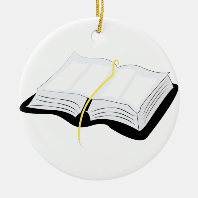 Open Bible Ceramic Ornament (Front)