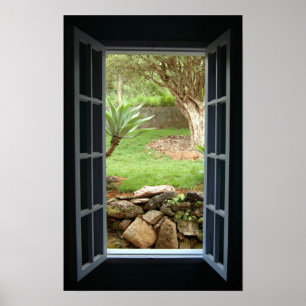 Open Blue Window Poster