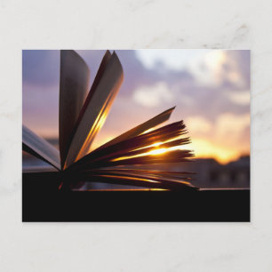 Open Book and Sunset Photography Postcard