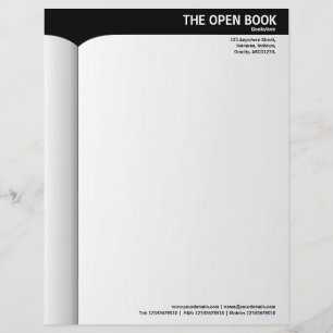 Open Book - Black (Speckled Paper) Customised Letterhead
