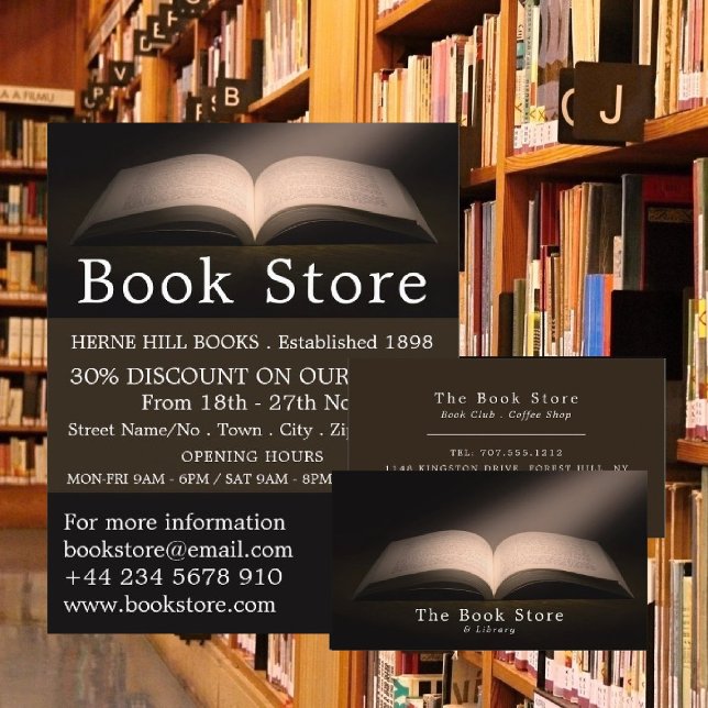 Open Book, Book Store Business Card (Creator Uploaded)